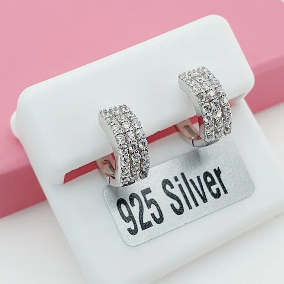 "925 Sterling Silver Cubic Zirconia Earrings, U19254657 - Picture 3 of 11